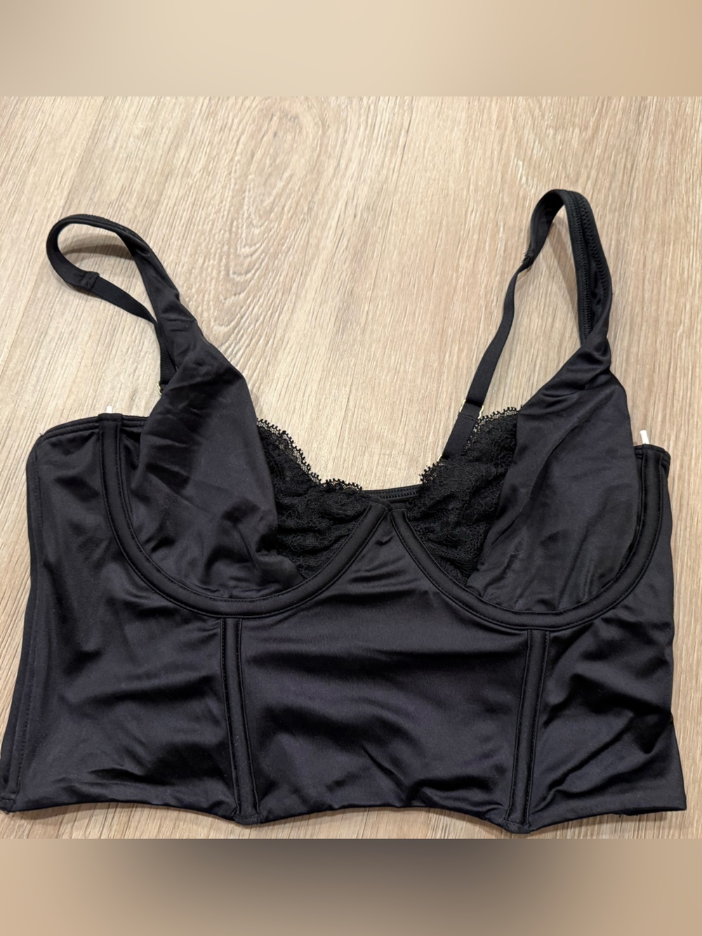 Abercrombie & Fitch Black Lace-Trim Longline Bralette